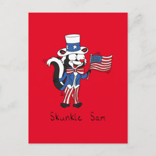 4. Juli Uncle Sam Skunk Funny Postkarte