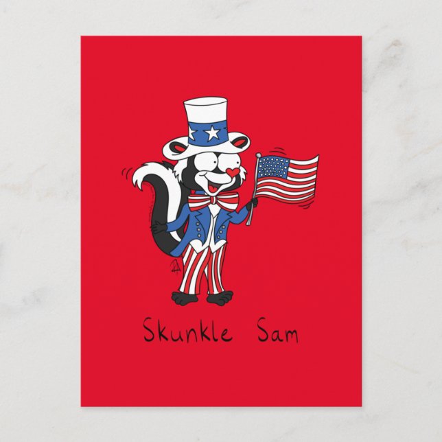 4. Juli Uncle Sam Skunk Funny Postkarte (Vorderseite)
