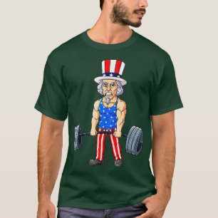 4. Juli Uncle Sam Weightlift Funny Deadlift T-Shirt