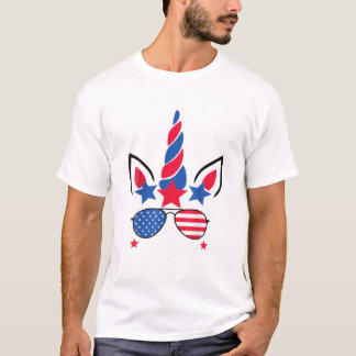 4. Juli Unicorn American Flag Patriotic T-Shirt