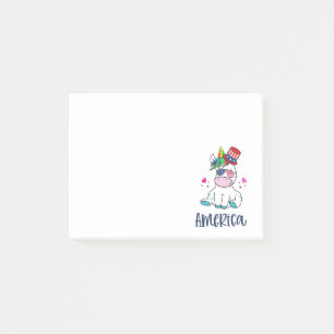 4. Juli Unicorn mit US-Flagge Sun Brillen Post-it Klebezettel