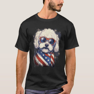 4. Juli US Flag Bichon Frise Hund T-Shirt