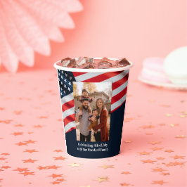 4. Juli US Flag Family Foto Pappbecher
