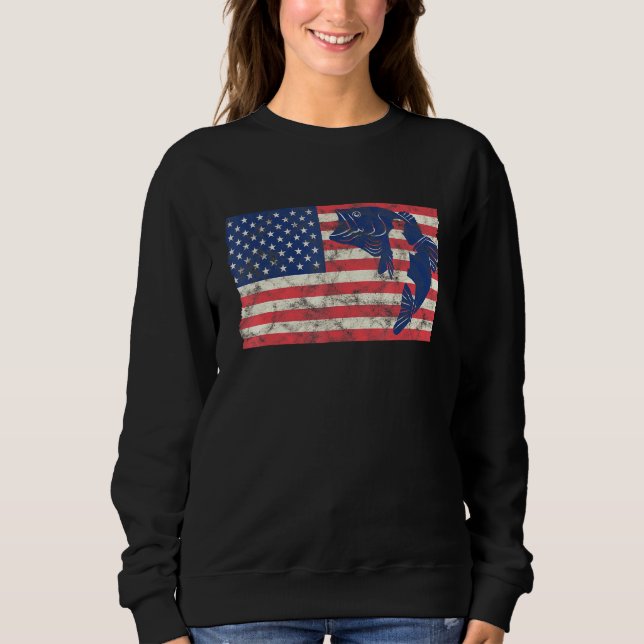 4. Juli US Flag Fischfang Sweatshirt (Vorderseite)