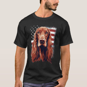4. Juli US Flag Irish Setter Dog T-Shirt