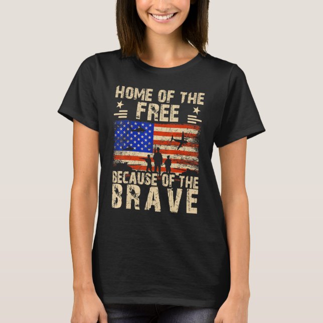 4. Juli US-Flag Zuhause der freien wegen T-Shirt (Vorderseite)