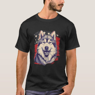 4. Juli US-Flagge Alaskan Malamute Dog 1 T-Shirt