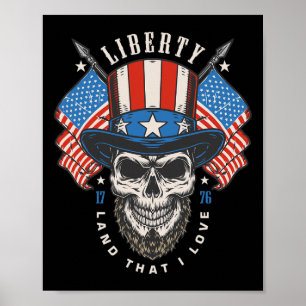 4. Juli US-Flagge America Liberty Skull Poster