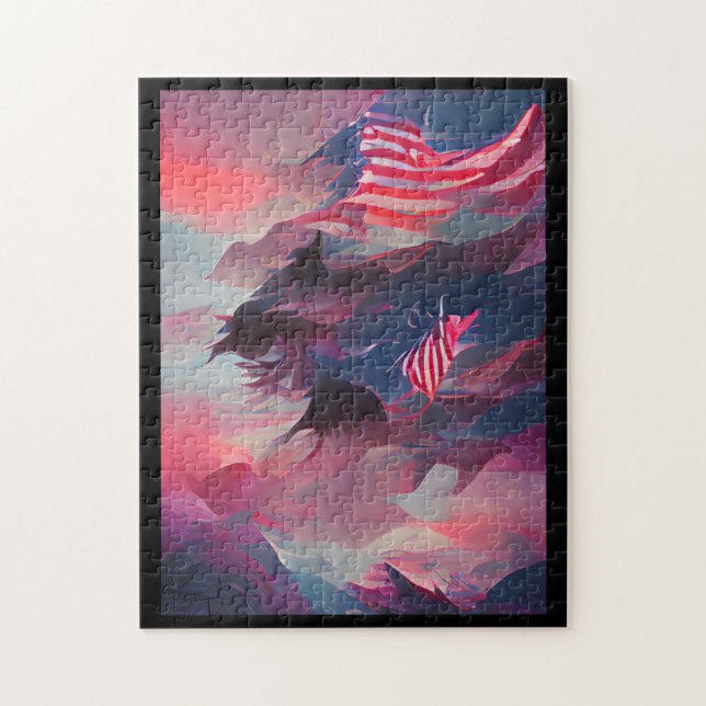 4. Juli US-Flagge Digitale abstrakte Kunst (Vertikal)