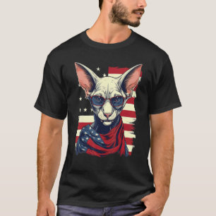 4. Juli US-Flagge haarlose Sphinx-Katze T-Shirt