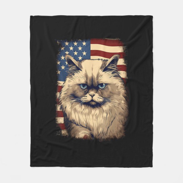 4. Juli US-Flagge Himalayan Katze Fleecedecke (Vorderseite)
