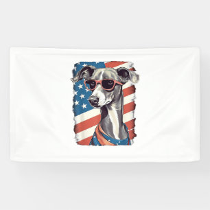 4. Juli US-Flagge Italienischer Windhund Hund Banner