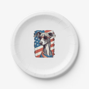 4. Juli US-Flagge Italienischer Windhund Hund Pappteller