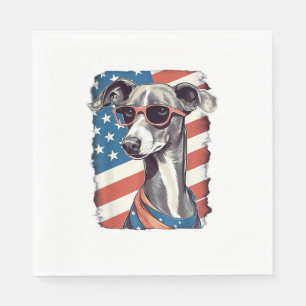 4. Juli US-Flagge Italienischer Windhund Hund Serviette