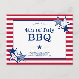 4. Juli US Flagge Moderne Patriotische GRILLEN Einladungspostkarte