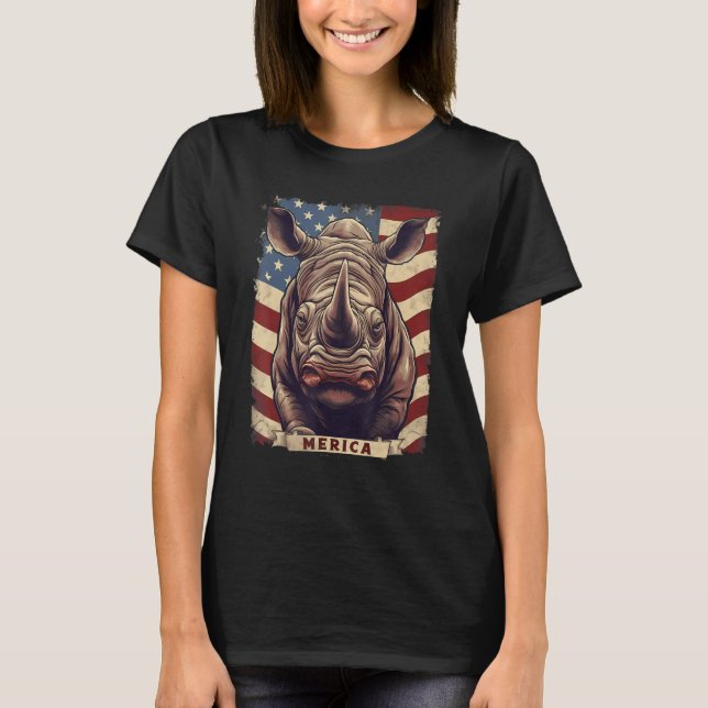 4. Juli US-Flagge Nashorn T-Shirt (Vorderseite)