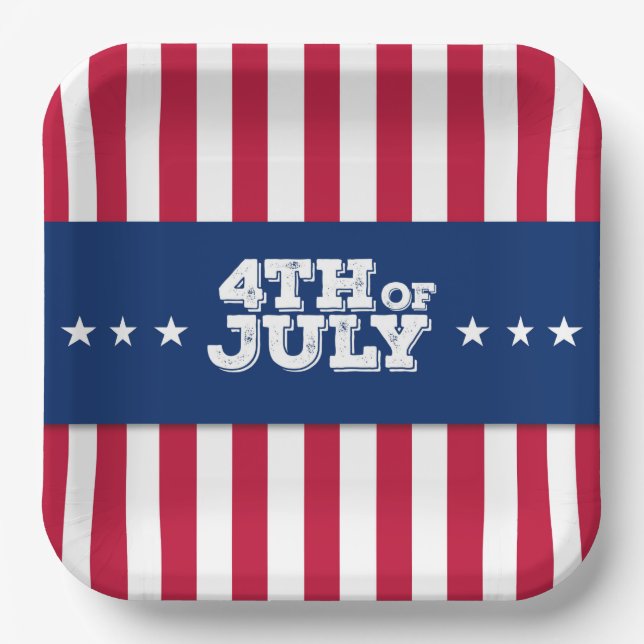 4. Juli US Flagge Pappteller (Vorderseite)