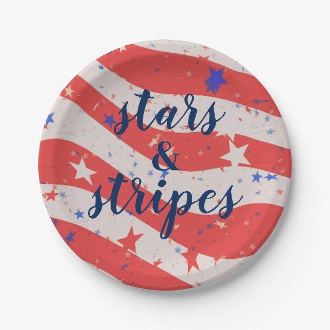 4. Juli US Flagge Patriotische Flagge Pappteller (Vorderseite)