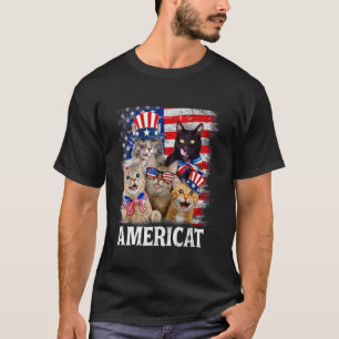 4. Juli US-Flagge Patriotische Katze Amerika 2 T-Shirt