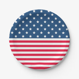 4. Juli US Flagge Rot Weiß und Blau Pappteller