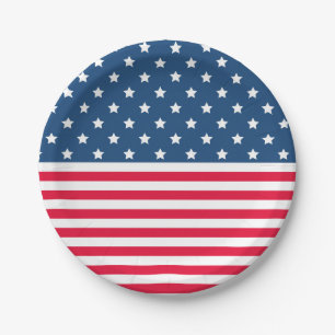 4. Juli US Flagge Rot Weiß und Blau Pappteller
