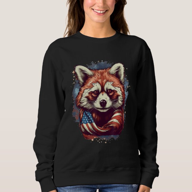 4. Juli US-Flagge Roter Panda 2 Sweatshirt (Vorderseite)
