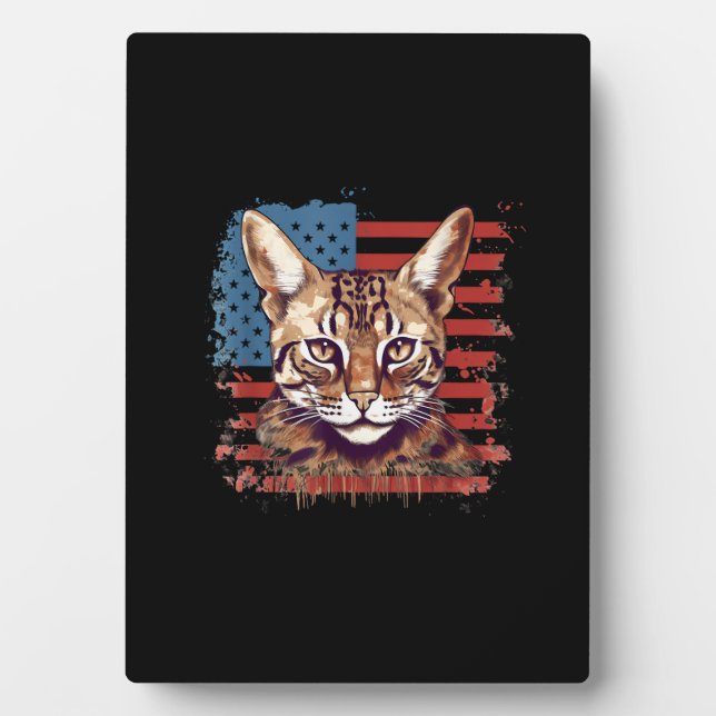 4. Juli US-Flagge Savannah Cat Fotoplatte (Vorderseite)