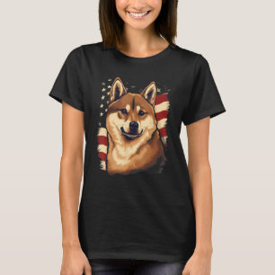 4. Juli US-Flagge Schwarz und tan Shiba Inu 1 T-Shirt