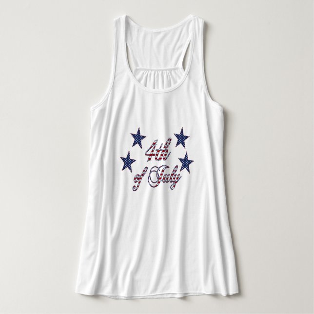 4. Juli US Flagge Typografie Tank Top (Design Vorderseite)