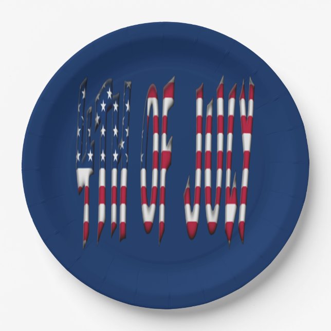 4. Juli US Flagge USA Typografie Pappteller (Vorderseite)