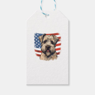 4. Juli US-Flagge weich überzogen Wheaten Terrier Geschenkanhänger