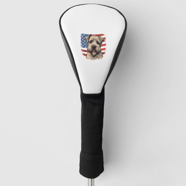 4. Juli US-Flagge weich überzogen Wheaten Terrier  Golf Headcover (Vorderseite)