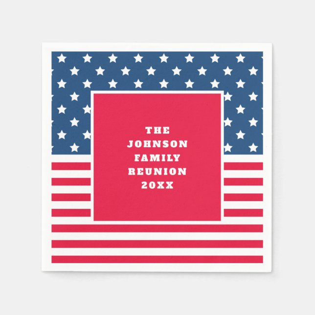 4. Juli US Flagge Wiedersehen Serviette (Vorderseite)