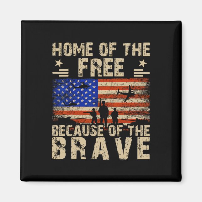 4. Juli US-Flagge - Zuhause der freien wegen Magnet (Vorne)