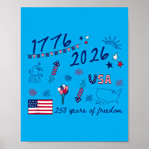4. Juli USA 250 Jahre Dom Patriotisch Poster