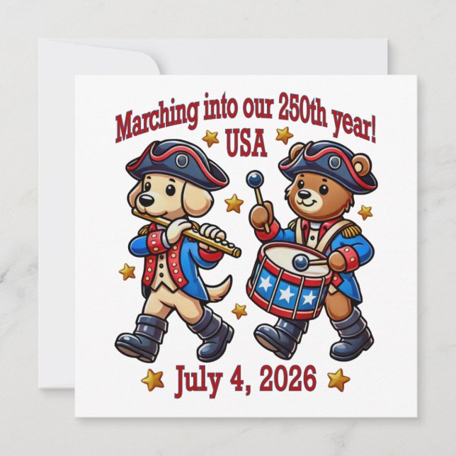 4. Juli USA 250. Jahrestag Halbjahr Einladung (Vorderseite)