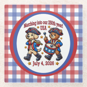 4. Juli USA 250. Jahrestag Halbjahr Glasuntersetzer