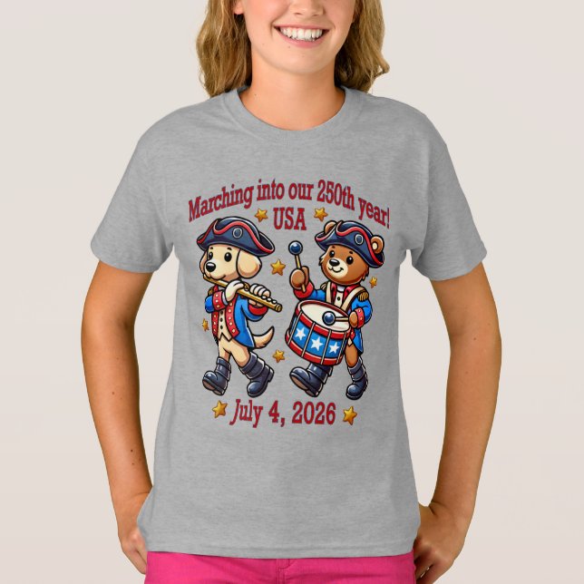4. Juli USA 250. Jahrestag Halbjahr T-Shirt (Vorderseite)