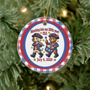 4. Juli USA 250. Jubiläum Semiquincentennial Keramik Ornament