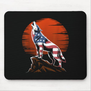 4. Juli USA Amerikanische Flagge Wolf Patriotische Mousepad