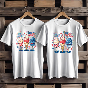 4. Juli USA Eiscreme Feuerwerk T-Shirt