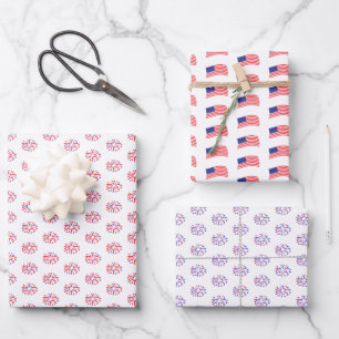4. Juli USA Feuerwerk Geschenkpapier Set