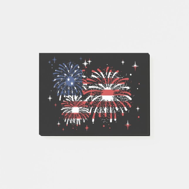 4. Juli USA Feuerwerk Post-it Klebezettel (Vorderseite)