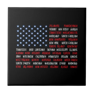 4. Juli USA Flag Alle 50 Staat Namen Fliese