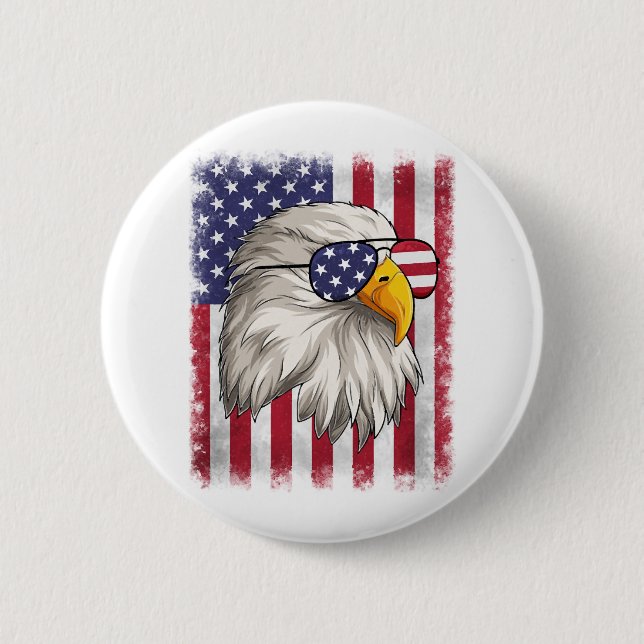 4. Juli USA Flag American Patriotic Eagle Button (Vorderseite)