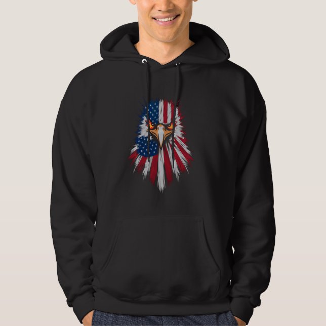 4. Juli USA Flag Bald Eagle Patriotic Hoodie (Vorderseite)