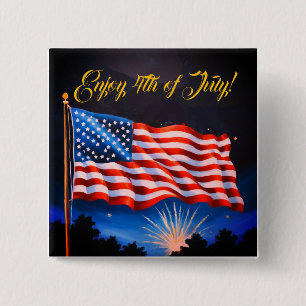 4. Juli USA-Flagge #3 Button