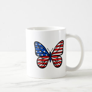 4. Juli USA Flagge Amerika Schmetterling Kaffeetasse