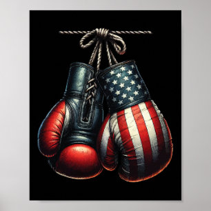 4. Juli USA-Flagge Boxhandschuhe für Boxer-Trainin Poster