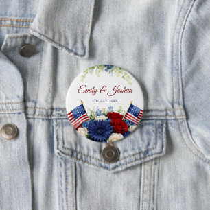4. Juli USA-Flagge Hochzeit Button